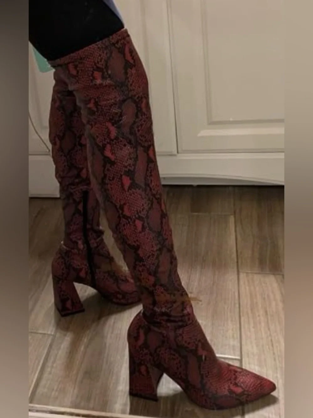 Steve Madden Experience Boot in Faux Red Snakeskin